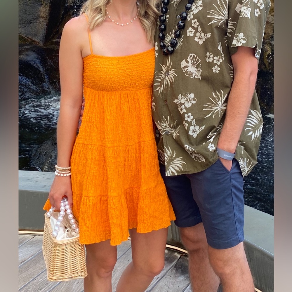 Zara Orange Scrunched Dress